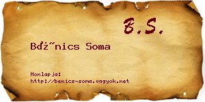 Bénics Soma névjegykártya